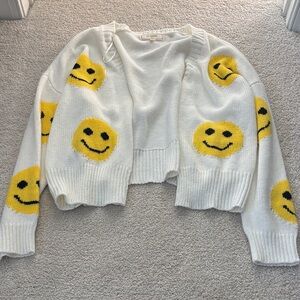 White Smiley Face Sweater